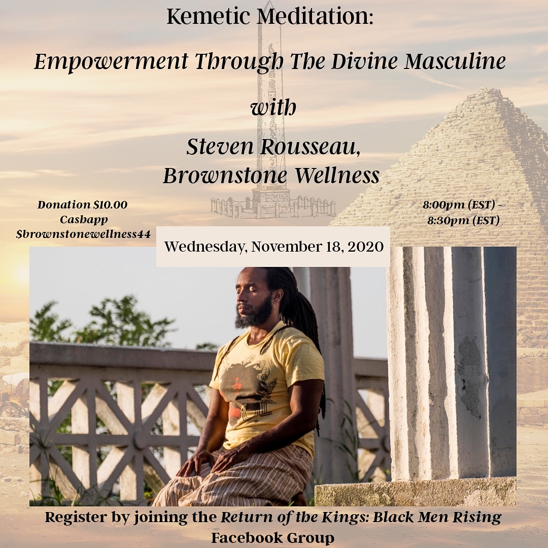 KAIIMARIE_FLOW's tweet photo. Black men enjoy space just for you. LIVE Kemetic Meditation on Wednesday, November 18, 2020 in the Return of The Kings: Black Men Rising Facebook group. #blackmenonly #yoga #BlackLivesMatter #meditation #yogapractice #love # #yogainspiration #yogalife #yogaeverydamnday #yogi https://t.co/KvD0k1uot8