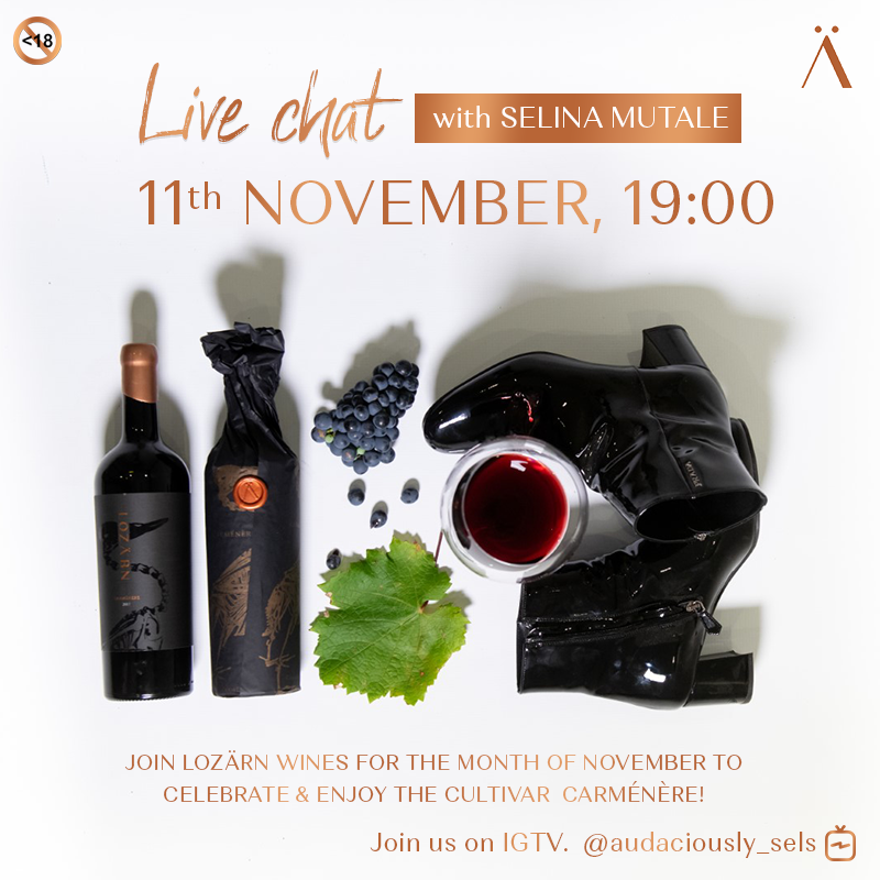 We have another 'don't miss' Carménère discussion this coming Wednesday, the 11th of November with Selina Mutale. Winemaker Salóme Buys-Vermeulen will be sharing a few new vintages and stories around Carménère Day

Join us on IGTV at 19.00 on 11th November
@audaciously_sels

 ...