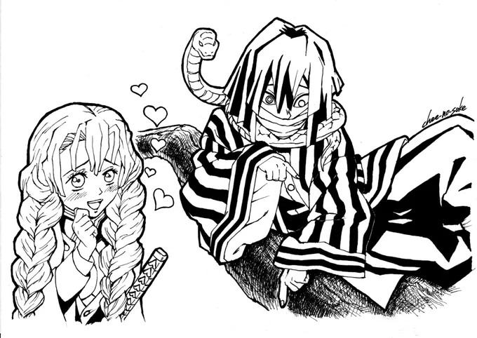 依頼絵・第二弾は「おばみつ」です。こちらも塗り絵仕様なので、こんな仕上がりです。
ただ、伊黒さんが寝転がっている松の木だけは、なぜか細かく描き込んでみましたw✒
#模写 #ペン画 #鬼滅の刃
#甘露寺蜜璃 #伊黒小芭内 #おばみつ
※依頼絵は第二弾で終了です。依頼主様はとても喜んでおりました💡 
