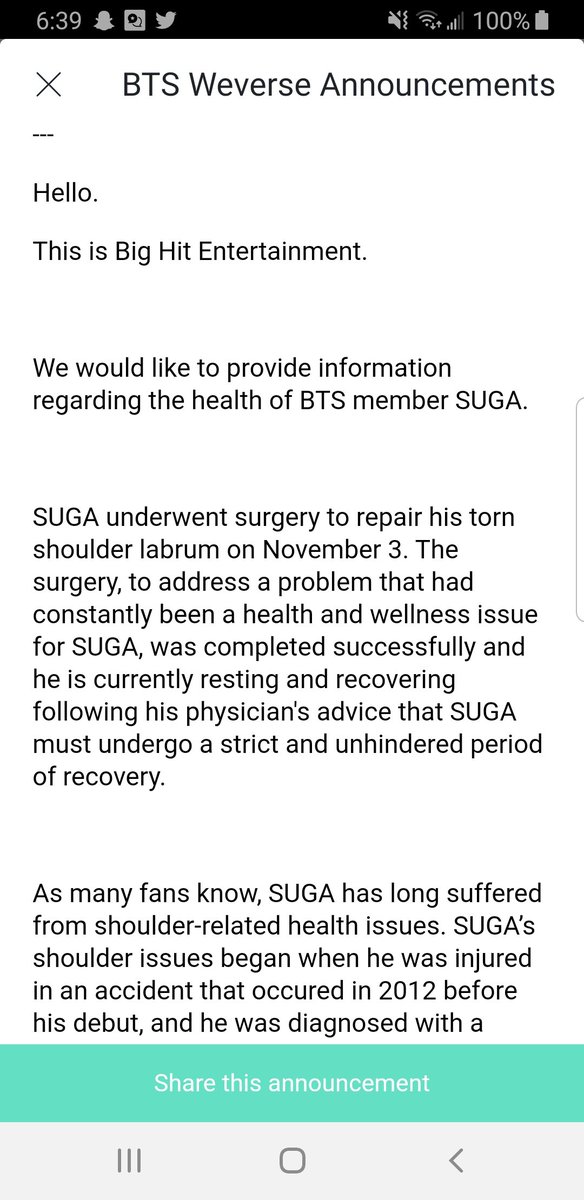 Ester9533's tweet photo. Suga feel better soon💜💜 #WeWillWaitForYouYoongi @bts_bighit @BTS_twt #From_SUGA #EKP_bestproducer_SUGA https://t.co/aezZVkusd6