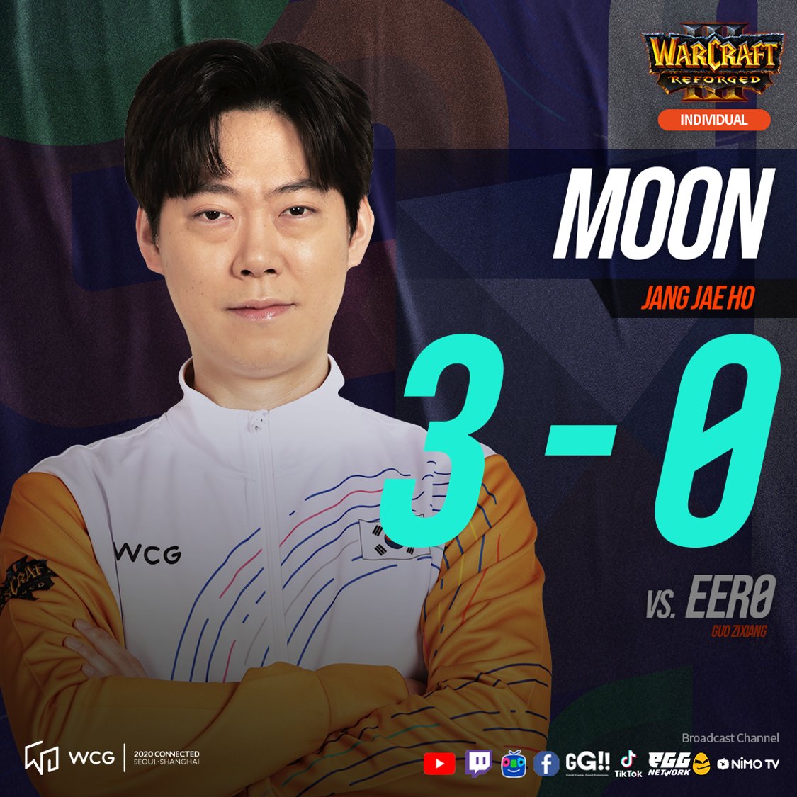 WCG_Contents's tweet photo. [WCG2020 GRAND FINAL: Day 2, Semifinals]

#Warcraft3 Individual
#Moon 3 : 0 #Eer0

Congratulations! Moon advances to the Final!👏

#WCG #WORLDCYBERGAMES #wcgconnected https://t.co/M9AJr5TkSS