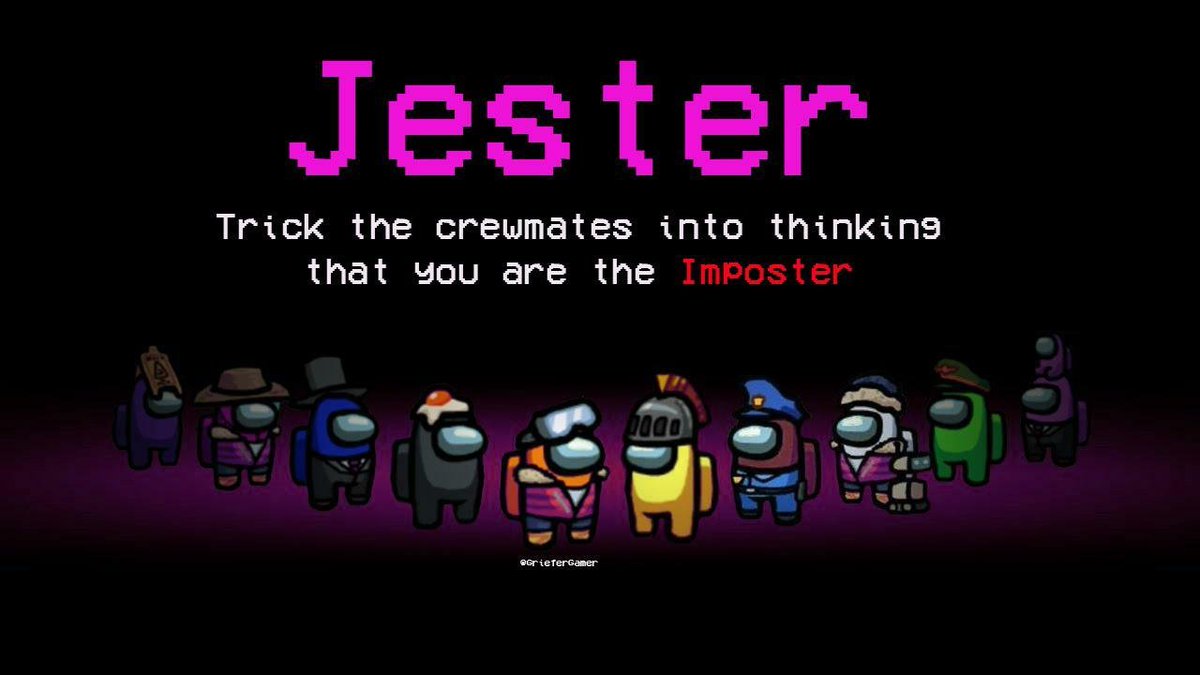 coisas_us's tweet photo. Um modo que um dos tripulantes seria o Jester, ele iria ajudar o Impostor, fazendo com que todos pensem que ele é o Impostor. (sugestão por @Tenzitonatalino) https://t.co/TLy0NgEsI9