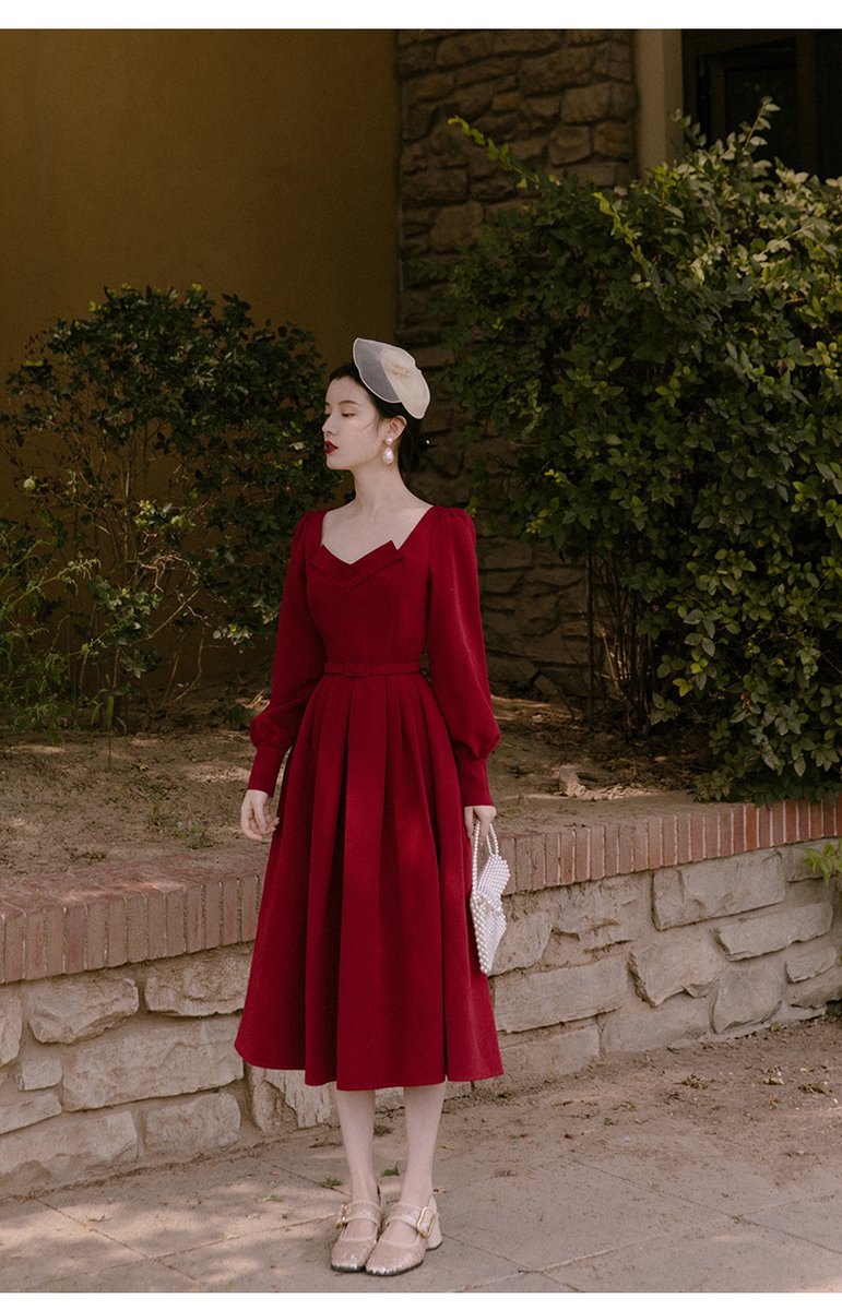 Best Quality Series Burgundy Elegant Korean Style V Neck Vintage Retro Wedding Party Prom Dress 5670

facebook.com/commerce/produ…