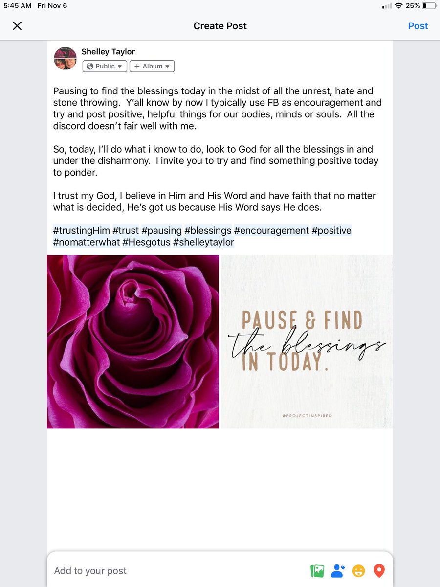 ShelleyTaylorXO's tweet image. Pausing to find the blessings today in the midst of all the unrest, hate and stone throwing.

#trustingHim #trust #pausing #blessings #encouragement #positive #nomatterwhat #Hesgotus #shelleytaylor