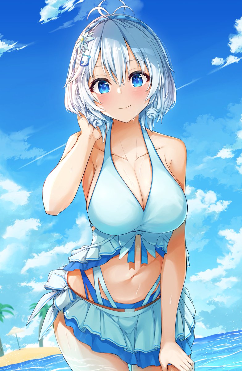 電脳少女YouTuberシロ 「水着シロちゃん(2020)‼成長が感じられてとても良い… #SiroArt 」|ショーソンのイラスト