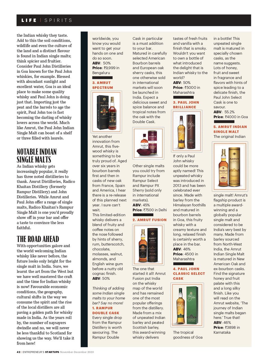 Story on Indian Single Malt for <a href="/EntrepreneurIND/">@EntrepreneurInd</a> With the world welcoming Indian whisky like never before,the future looks only bright for the single malt in India.Sure,we learnt the art from the West but we have well mastered the craft &amp; the time for Indian whisky is now #whisky