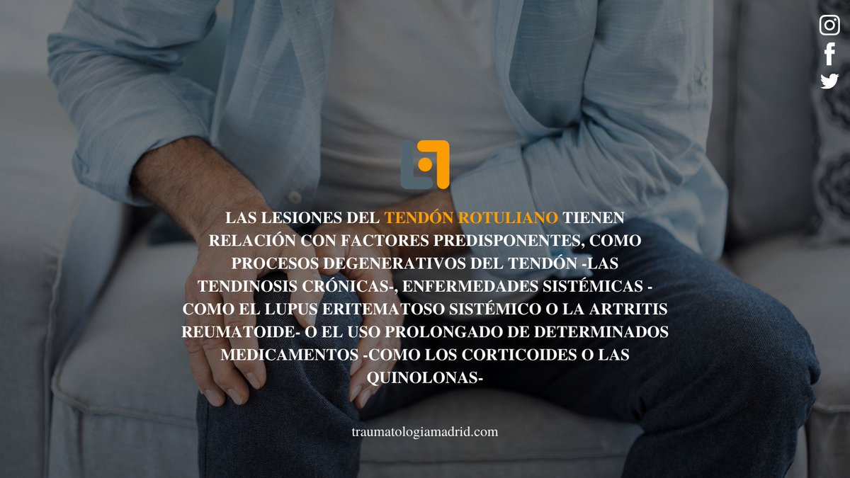 RODILLA 🤕🦵 La rotura del TENDÓN ROTULIANO suele ocurrir por una contracción excéntrica del cuádriceps con la rodilla en flexión parcial o semiflexión, y con la carga del peso del cuerpo en ese momento.

📲 Más en cutt.ly/ngHec3T