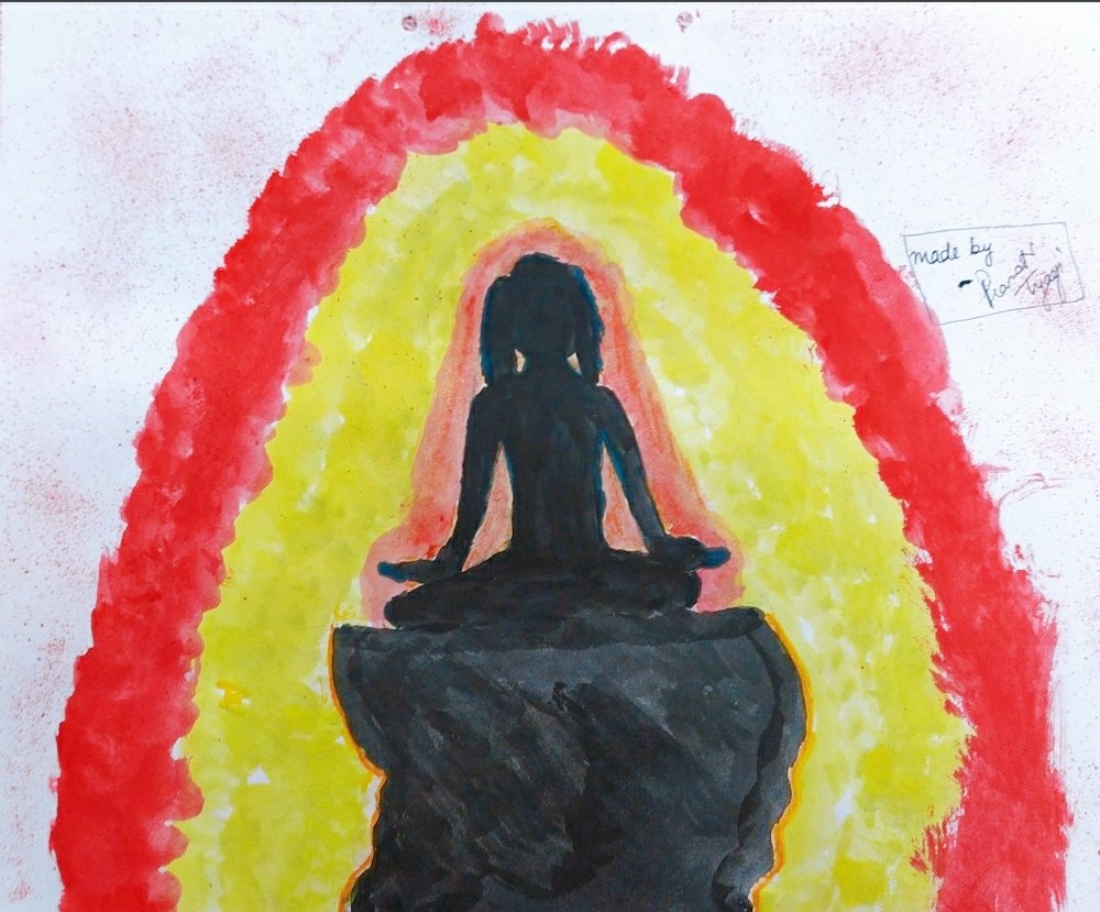 Here is a painting made by me expressing the POWER OF MEDITATION, 
" Meditation is a means to realise the beauty of your existence" #SadhguruQuotes 
<a href="/SadhguruJV/">Sadhguru</a> <a href="/narendramodi/">Narendra Modi</a> <a href="/dp_2211/">Dimple Puri</a> <a href="/pntduggal/">PUNEET DUGGAL</a> <a href="/y_sanjay/">Sanjay Yadav</a> <a href="/TarannumBhasin/">Tarannum Bhasin</a>  <a href="/Sanskriti_dedha/">Sanskriti chaudhary</a> <a href="/ArtPrize/">ArtPrize</a>  @VanyaChanana @vishwaswarup_