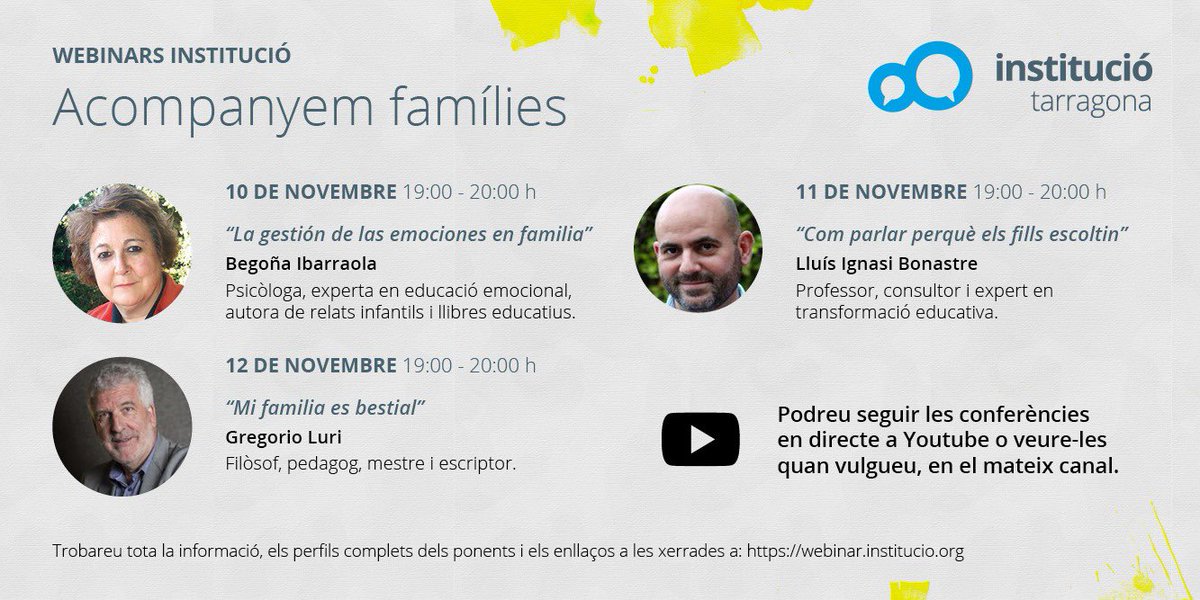 Us presentem el nou cicle de webinars.
#acompanyemfamílies #webinars