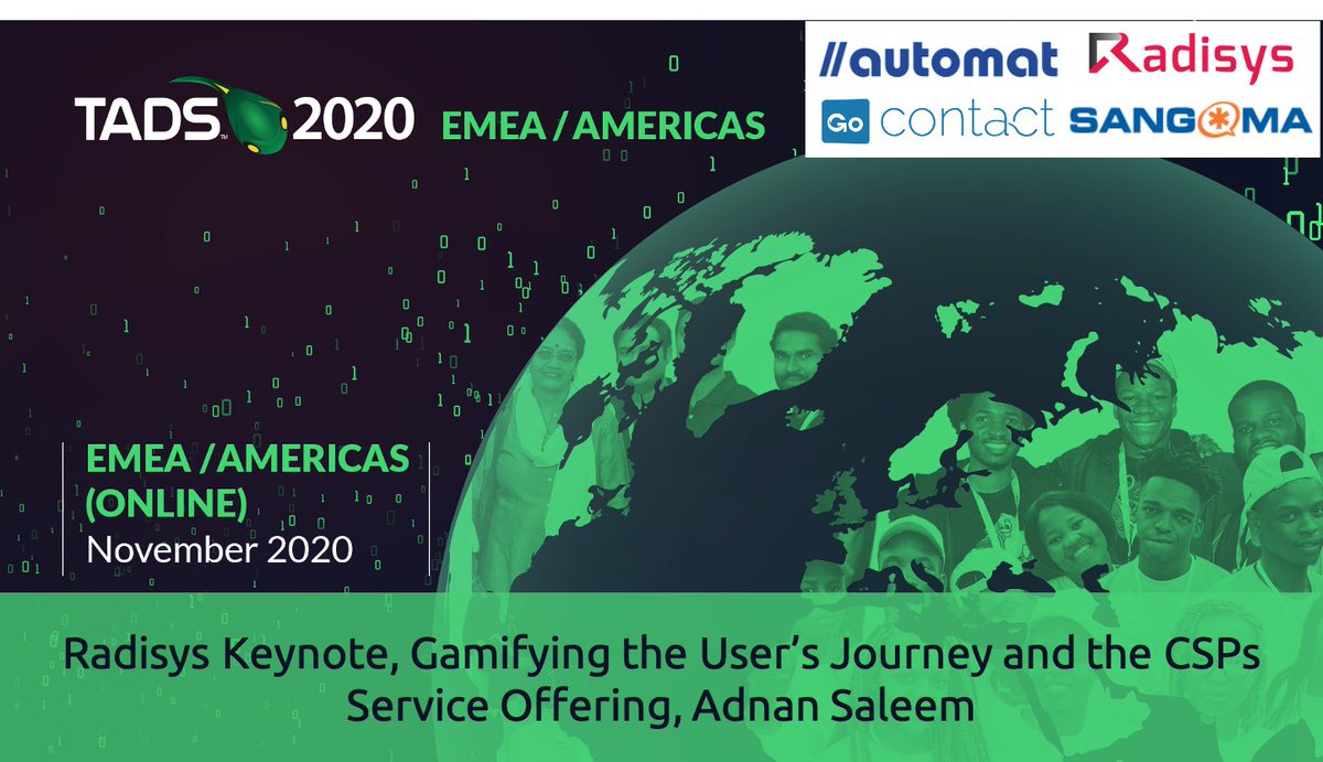 Alan_Quayle's tweet photo. Wrapping up the week is the @TADSummit #EMEA #Americas @Radisys keynote from #AdnanSaleem, Gamifying the User’s Journey and the CSPs Service Offer

https://t.co/VtB2KxNuYf

Sponsored by @Radisys @AutomatBerlin @Sangoma @GoContactCloud 

#Engage #MediaServer #programmabletelecoms https://t.co/6cBua4RORD