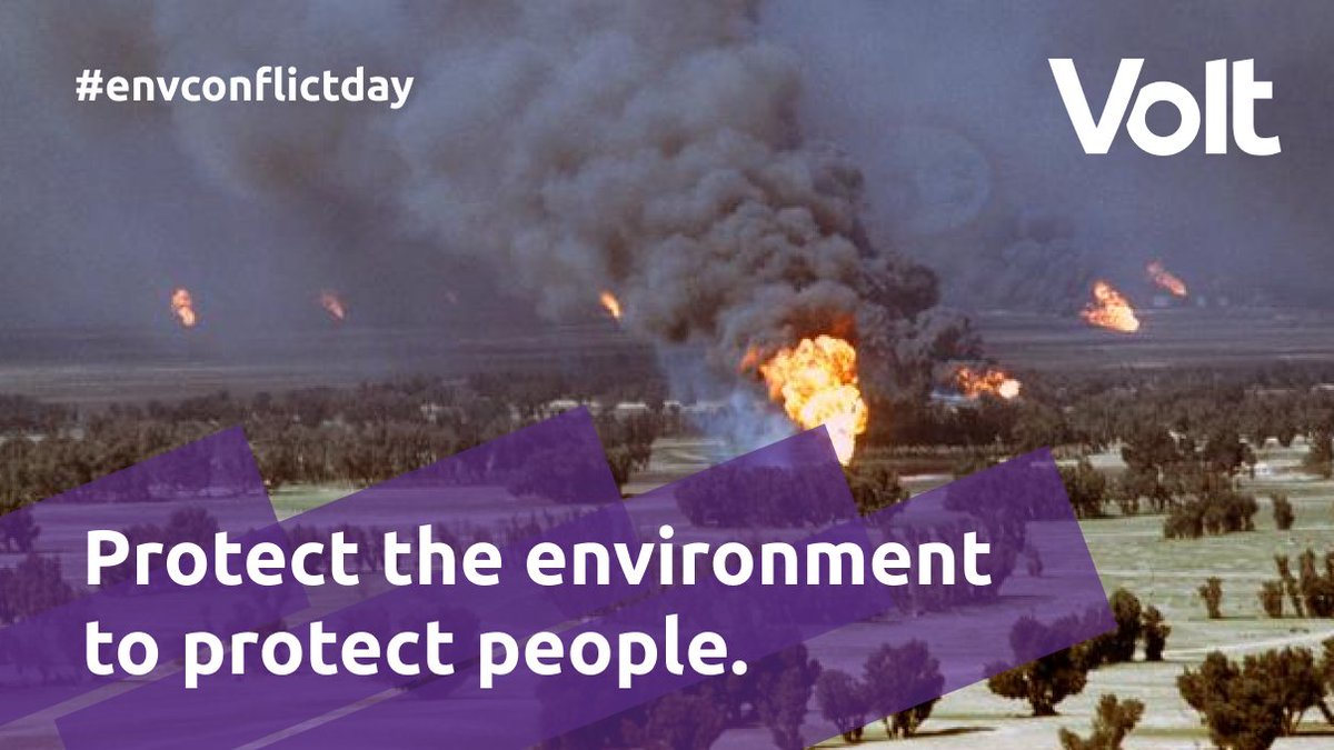 VoltEuropa's tweet photo. Conflicts are often caused by the lack of natural resources. Today on #envconflictday we must rethink our crisis management mechanisms and security policies to fight for true #sustainabledevelopment. Read more in Volt’s Policy Portfolio: https://t.co/Xm8cqzBN7v https://t.co/OVvajqoztt