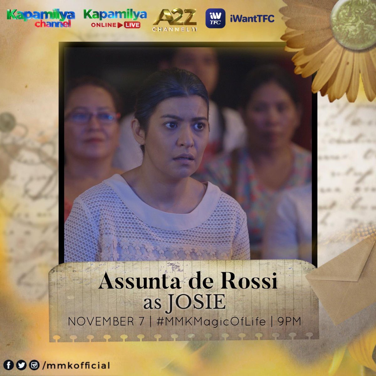 MMKOfficial's tweet photo. Bakit nga ba tutol si Josie sa pagma-magic ng anak?
Muling samahan si Assunta de Rossi sa kanyang natatanging pagganap bukas, November 7 sa #MMKMagicOfLife!
Mapapanood ang #BestOfMMK | 9PM sa Kapamilya Channel, Kapamilya Online Live, iWant TFC at 8:45PM sa A2Z Channel 11. https://t.co/bm3sthVyJR