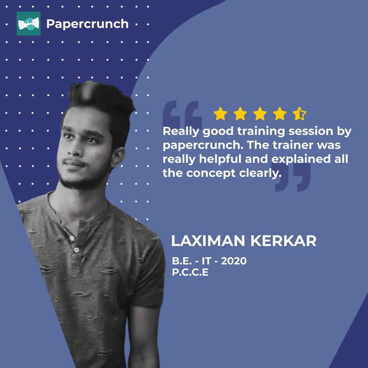 papercrunchapp's tweet photo. "Curriculum teaches you WHAT to teach but doesn't tell you HOW you have to, so make the shift to the 21st century environment."-Stacy Behmer.
Here's what one of our learners said about his #experience in our #online crunch course. Glad to know his feedback.
#COVID19 #eLearning https://t.co/buRmncteN7