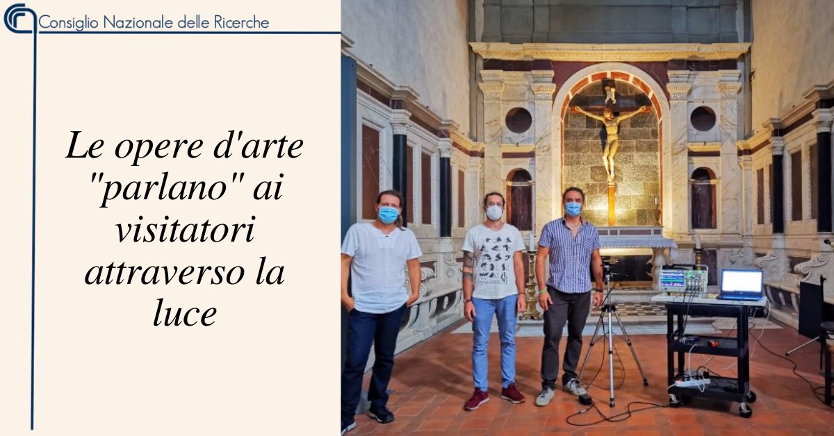 CNRsocial_'s tweet photo. Le opere d'arte "parlano" ai visitatori attraverso la luce.
Lo dimostra la campagna di test e misure su comunicazioni ottiche wireless a luce visibile condotta da @CNR_INO, #Cnr_Ispc e #Lens all'interno della Basilica #SantaMariaNovella a #Firenze
Leggi👇
https://t.co/HuQR8JJWn0 https://t.co/orHRkL3HiB