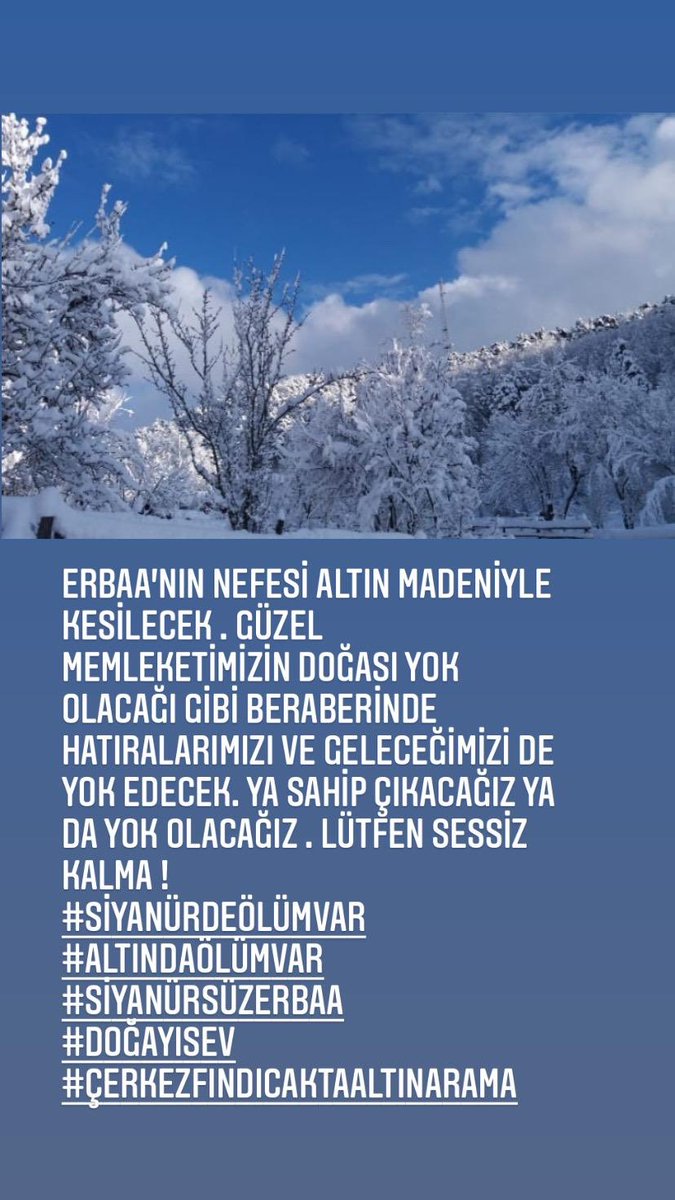 Bu yağmacı, talancı zihniyet ülkeye girdikten sonra er geç sizi de bulacaktır, TEPKİSİZ kalmayın..

Doğanın son sahibi gibi davranmayın, talana son verin unutmayın ki bizden sonra da hayat devam edecek..

#Çerkezfındıcaktaaltınarama 
#siyanürdeölümvar
#doğayısev
#siyanürsüzerbaa