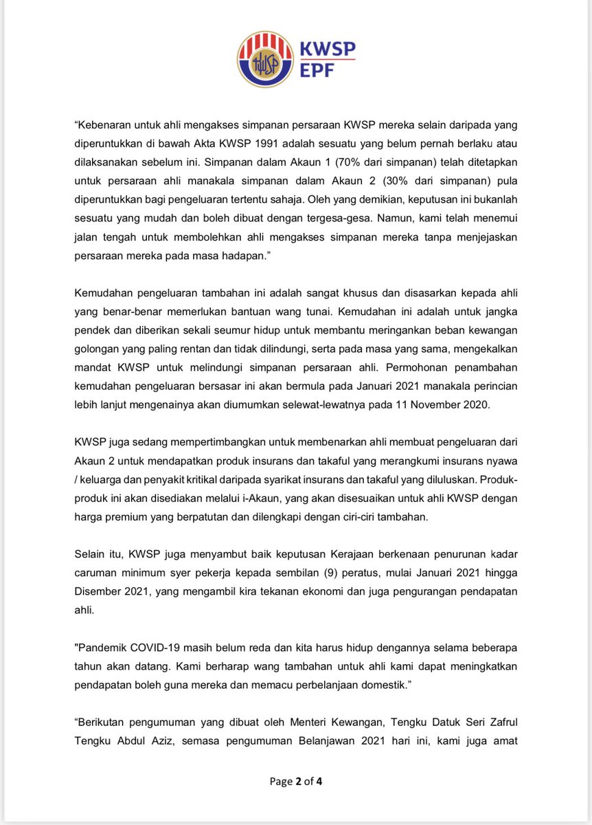 Ibrahim Sani On Twitter Kenyataan Kwsp Tentang Pengeluaran Akaun 1