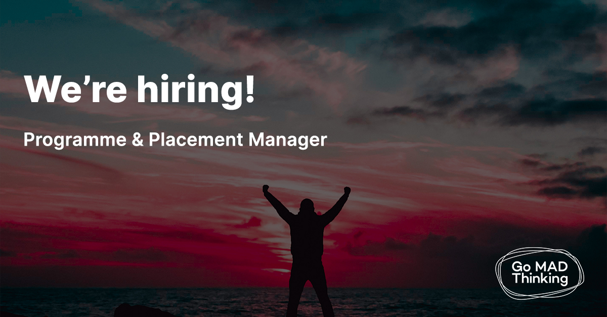 GoMADThinking's tweet photo. WE'RE HIRING: Programme &amp; Placement Manager

Are you the empowering and inspirational leader we need at the core of our innovative Generation Changemaker Programme?

Find out more here: https://t.co/FU5xdxBc9O

#recruitment #careers #jobs #makingadifference 

Please RT! https://t.co/cO2HqwZ6cx