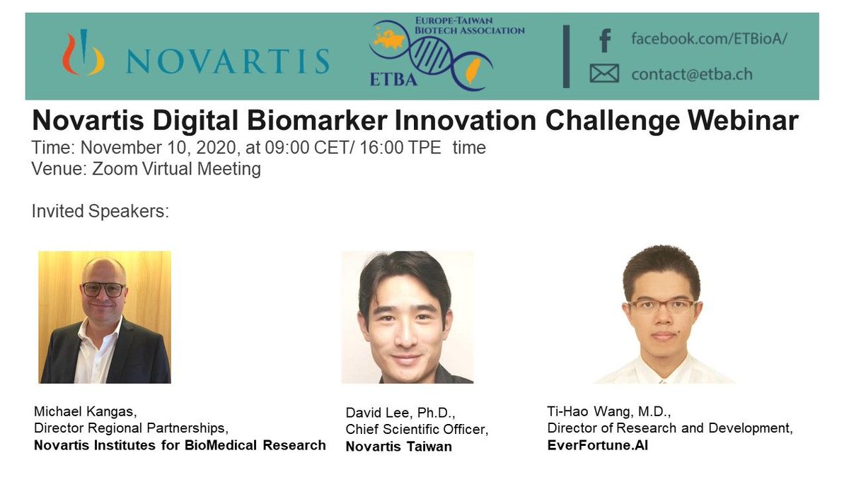 ETBA_tw's tweet photo. Did you already register for the Novartis Digital Biomarker Innovation Challenge webinar?
If not, Register NOW: https://t.co/j07HIPTxdB

#digitalhealth #biomarkers #biotech #medtech https://t.co/QGQHr6JIWf