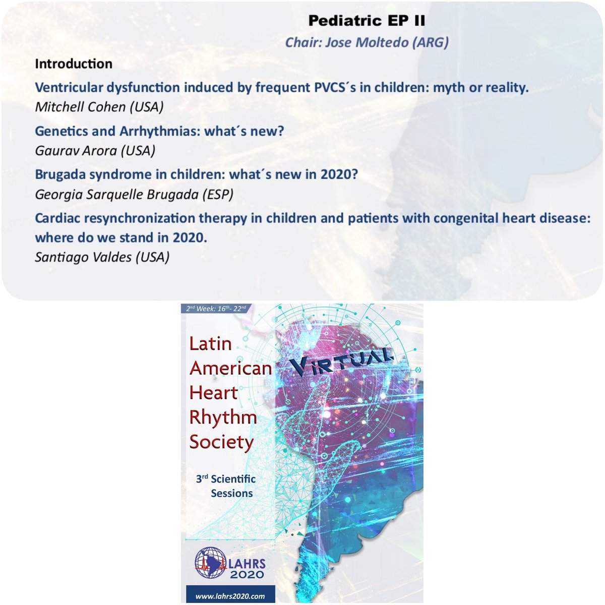 Jose Manuel Moltedo (@jmoltedo1) on Twitter photo #LAHRS2020 <a href="/SantiagoPedsEP/">Santiago Valdes</a> is going to share his experience with CRT in children and patients with CHD! Join us! #LAHRS2020 <a href="/SantiagoPedsEP/">Santiago Valdes</a> is going to share his experience with CRT in children and patients with CHD! Join us!