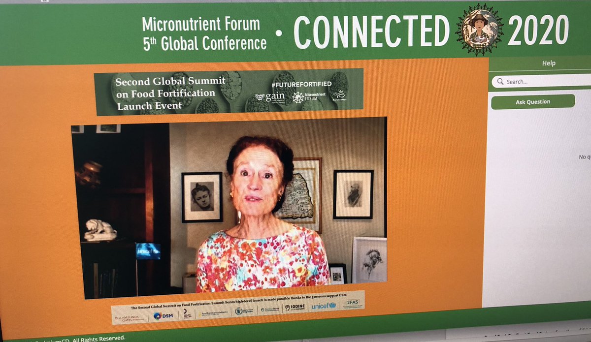 OsendpNutrition's tweet photo. “Imagine if we could repeat the iodized salt success story. @UNICEF wants to strengthen entire foodsystems in their new strategy to improve the quality of children’s foods”. @unicefchief Henriette Fore at the launch of the 2nd Fortification Summit. @GAINalliance @MNForum #MNF2020 https://t.co/7MpVlX9SCY