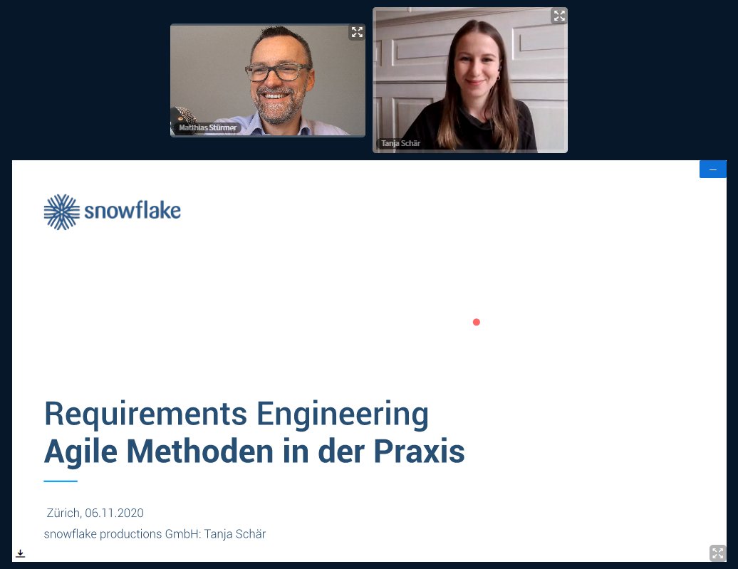 maemst's tweet image. Freue mich, jetzt Product Owner und Scrum Masterin Tanja Schär @snowflakeCH zu Gast in der @unibern @researchdigisus Vorlesung Requirements Engineering zu begrüssen! Sie wird zu #AgileSoftwareEntwicklung in der Praxis berichten - bin sehr gespannt!