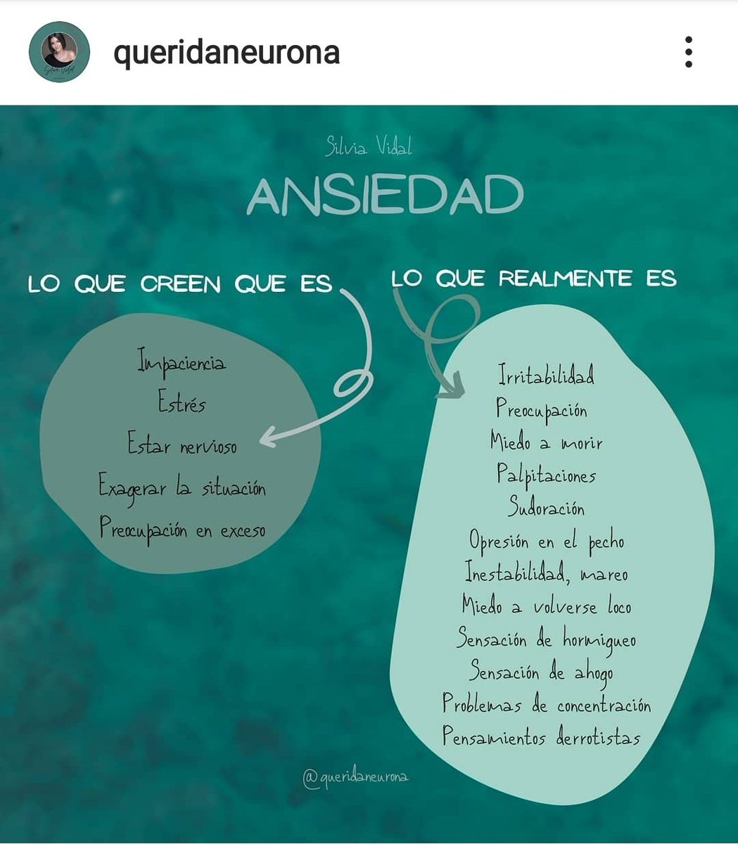 queridaneurona's tweet photo. Lo que creen que es la ansiedad y lo que realmente es...
#ansiedad #anxiety #psicologia #psychology #saludmental #COVID20 #Nolovimosvenir #psicologa #empatia https://t.co/jdMjwj1C4a