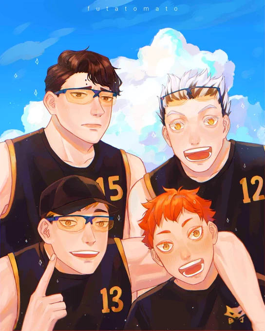 Forgot to draw 'miya onigiri' on osamu's cap lololol. Hinata's big eyes look kinda creepy 😭👉👈 (im not sure which finger he uses 😀)
.
#haikyuufanart #haikyuu #ハイキュー #hqart #hqfanart #hq #msby #miyaatsumu #hinatashoyo #sakusakiyoomi #bokutokoutarou 
