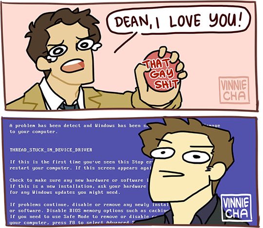 Vinnie_Cha's tweet photo. 2020 may be the worst year so far but at least she’s a comedian ajjdjflldkkd #destiel https://t.co/5mmMcEYgHD