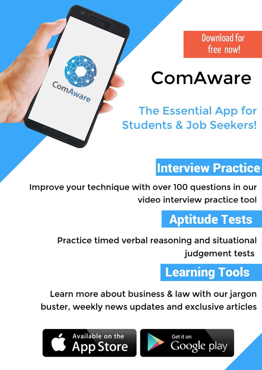 ComAware_4S's tweet image. OUT NOW: The ComAware App! 

Including: 

- Video Interview Practice tool which allows you to record yourself answering over 100 interview questions
- Aptitude Tests 
- Weekly news roundups &amp;amp; insights

Plus more!

Apple: apps.apple.com/gb/app/comawar…

Android:  play.google.com/store/apps/det…