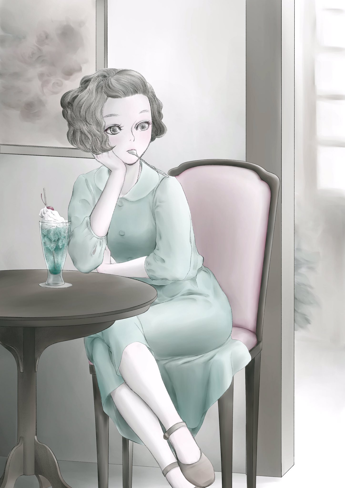 تويتر 竹石 على تويتر Pixiv 今日のお題 が クリームソーダ だったときに描き始めたものです スプーンくわえてたり 頬杖ついてたり ちょっとお行儀が悪い ネタもないし しばらくは 溜まったラフや下描きを仕上げていこう Illustration イラスト