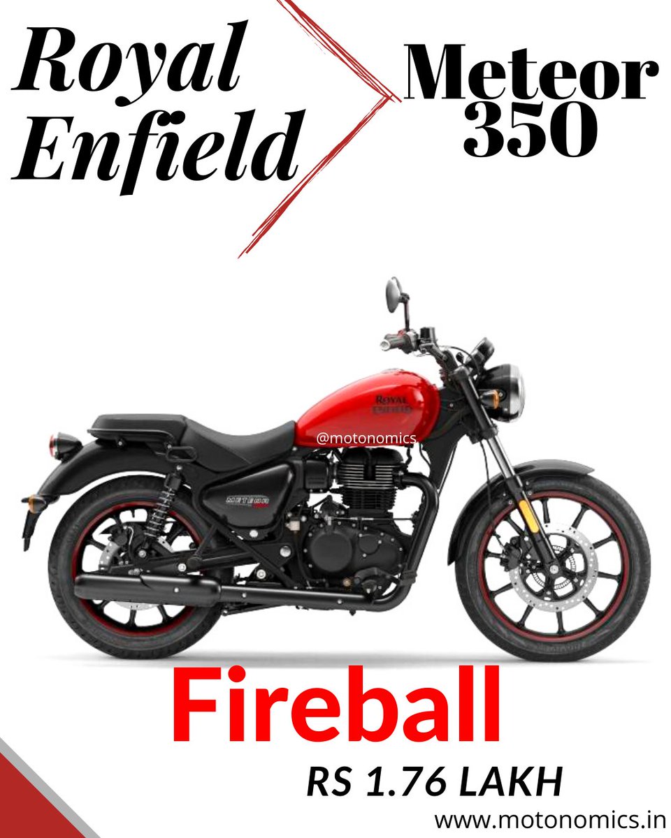 Motonomics1's tweet photo. Finally, the most awaited bike launchedЁЯПБ
The Royal Enfield Meteor 350 starts at Rs 1.75 lakh and goes up to Rs 1.90 lakh (ex-showroom)
#royalenfield
#royalenfieldmeteor
#royalenfieldbullet #meteor350 #meteor350fireball #meteor350stellar #meteorsupernova #motonomics #motonomics1 https://t.co/DuPtRGCFb0