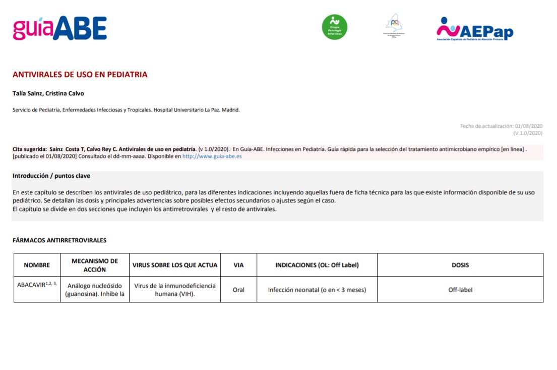 seipweb's tweet photo. #PapersSEIP Nuevo capítulo de la @guíaABE sobre antivirales de uso en pediatría por @TaliaSainz y @CcalvoreyRITIP ;https://t.co/KaFaAUwxWc https://t.co/jkVCi3Lg08