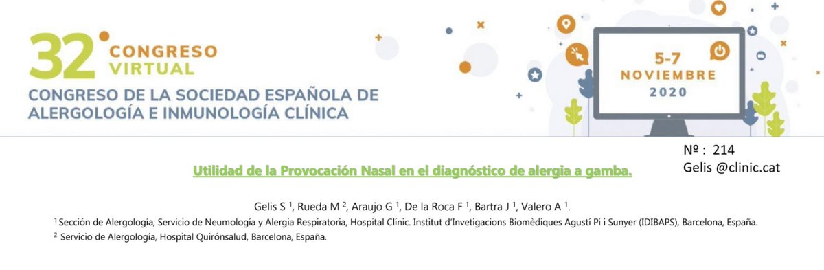 's tweet image. Representación de @AlergiaClinic del @hospitalclinic en el #32CongresoVirtual dela @SEAIC_Alergia #alergia #SEAIC2020: Vistita nuestros pósters 🤓
@soniagelis @MRuedaDoc @Gio02Giovanna @joan_bartra @AntonioValeroS1 Dr de la Roca @inmunotek