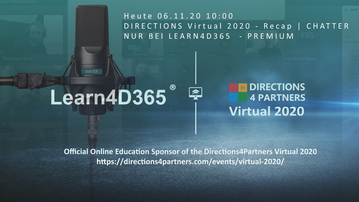 Wie war die erste virtuelle Directions ? #d4p #directionsemea #d4pvirtual2020
#Microsoft #Powerplatform #MSDyn365BC
-> Eure #Meinungen sind gefragt. 💻💬🎧🍩☕️
Keine Folien, kein Training, keine Software. 
Meinungen, Erfahrungen – #Menschen. 
#Learn4D365.
portal.learn4d365.com/catalog/info/i…
