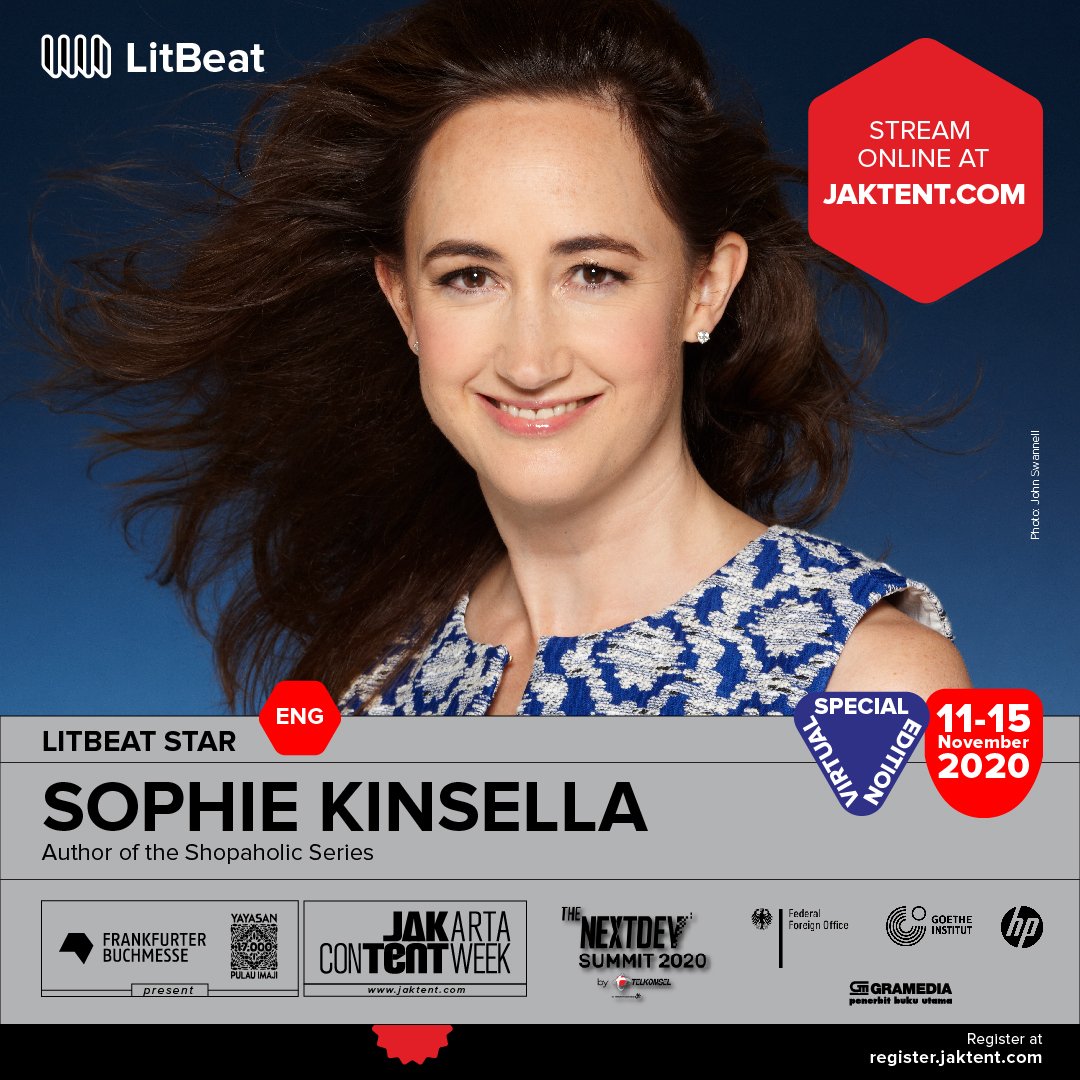jaktent's tweet photo. Let's get #Closer with Sophie Kinsella in Jaktent β the first 50 registrants will be granted access to @gramediaebooks Fiction Premium!
Go register now and read more about the session with @KinsellaSophie >> https://t.co/twzAGFPpGi π
#LitBeatStar #Jaktent #JakartaContentWeek https://t.co/eQ7ZAsy8Vb
