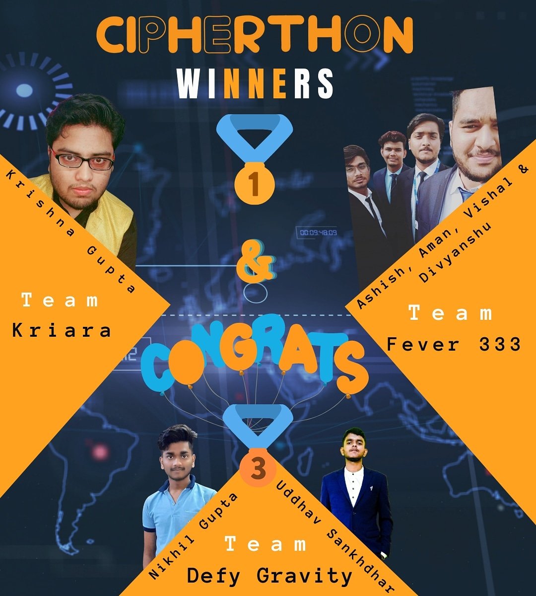 CipherSchools's tweet photo. CipherSchools proudly announces the #winners of CipherThon 2020!πβ¨β¨
Congratulations to Everyone!πβ¨π―
Stay tuned for more #updates!π
#cipherWEEK #ciphertalks #cipherthon2020 #cipherschools #hacktober #october #november #2020 https://t.co/gUWE9Xfow5