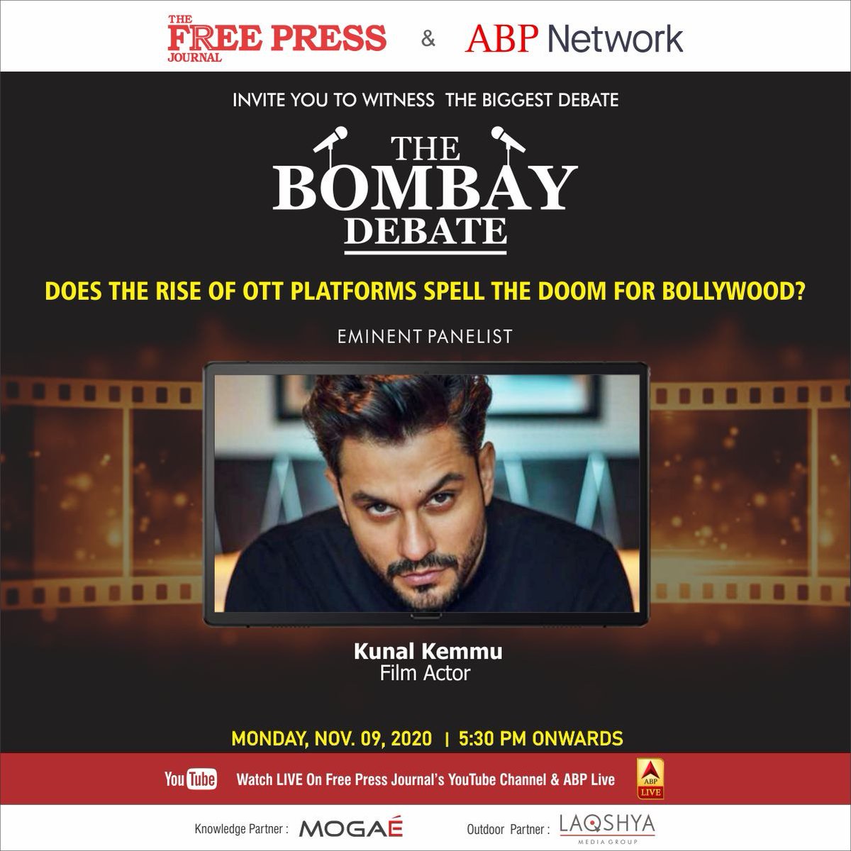 fpjindia's tweet photo. The Bombay Debate: Does the rise of OTT platforms spell the doom for Bollywood?

https://t.co/CDuRXl6sfX

@kunalkemmu 

@panavi

@ABPNews

@_SandeepGoyal_ https://t.co/gxth8jEioC