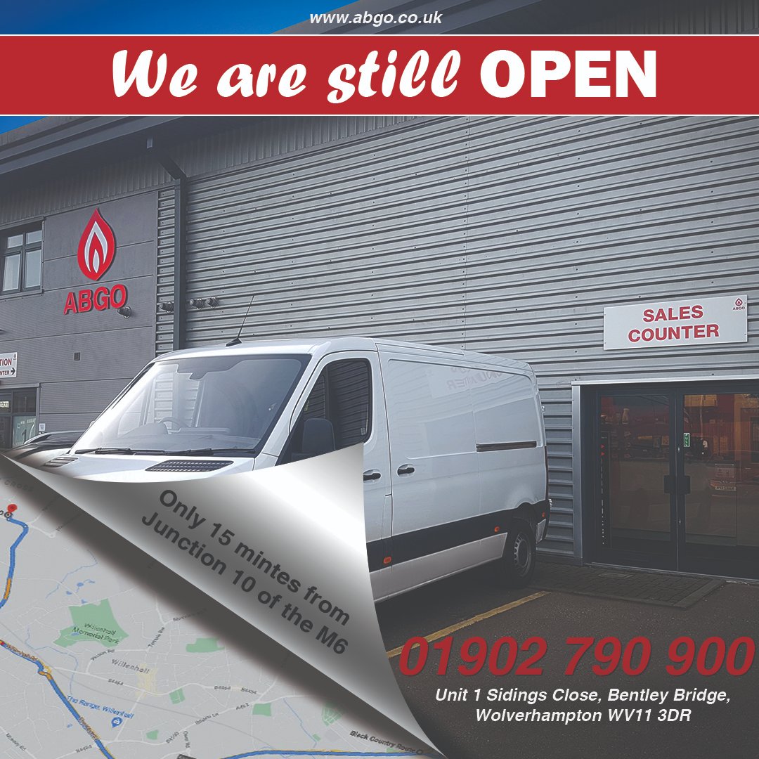 abgospares's tweet photo. We are still open for business for all your spares/parts needs through this second lockdown. Give us a call, visit our sales counter or buy directly from our website!
#covid19 #essentialbusiness #abgo #wolverhampton #heating #spares https://t.co/VltJHTf8CN