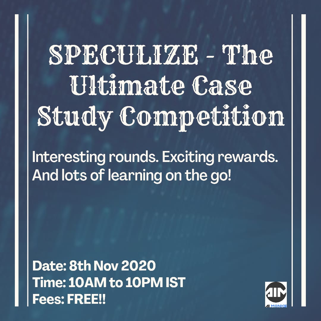 ai_monks's tweet photo. Join us on 8th November 2020 at 10 AM IST to encounter a mind-boggling set of questions.😍

Sign up here- https://t.co/uauuJpzYq3.

#casestudy #Quiz #PGDBA #CAT #Exams #Study #Analytics #Python #AI #ML #Regression #DataScience #100DaysOfCode https://t.co/37Enm8PtjC
