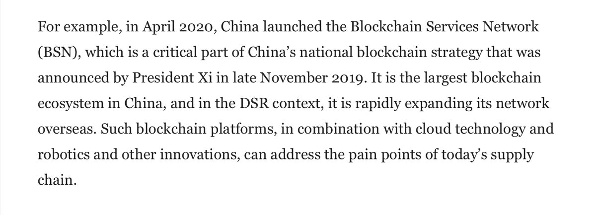 Guess what, China’s  blockchain service network (BSN) is part of the Digital Silk Road (DSR)The “Digital Silk Road” (DSR) was introduced in 2015 by an official Chinese government white paper, as a component of Beijing’s Belt and Road Initiative (BRI).