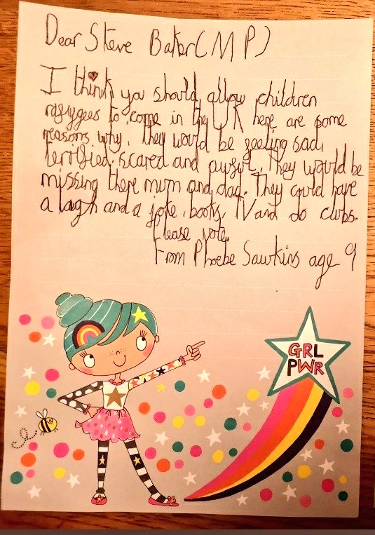 OnjaliRauf's tweet photo. Laying aside #Trump dramas to read these beautiful messages to @SteveBakerHW @UKParliament again. Phoebe &amp; Arthur are my battery chargers this morning. For our kids, we fight on. #LordsAmendment4 #DubsAmendment  #AhmetsFriends PS. CAN'T get enough of the #girlpower stationery💕 https://t.co/wRjrq3A2Nl