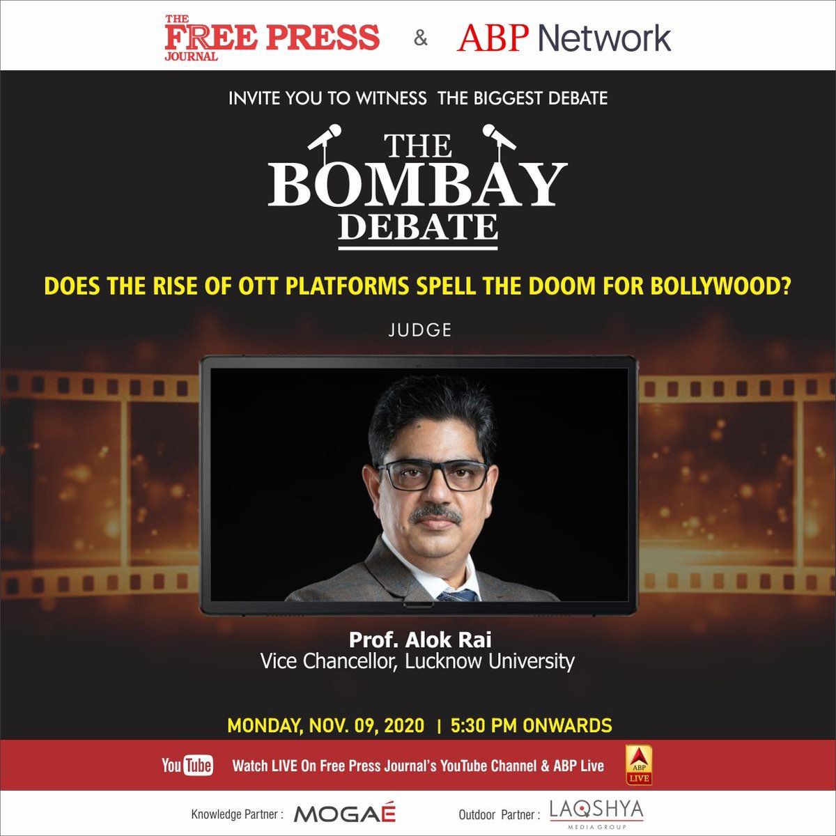 fpjindia's tweet photo. The Bombay Debate: Does the rise of OTT platforms spell the doom for Bollywood?

@profalokkumar
@panavi
@ABPNews
@_SandeepGoyal_

https://t.co/CDuRXlo3Ex https://t.co/qedcACU5tg