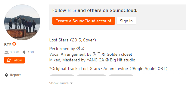 The first time the Golden Closet appeared in the credits was 2015-10-03, when he uploaded his cover of ‘Lost Stars’ by Adam Levine.