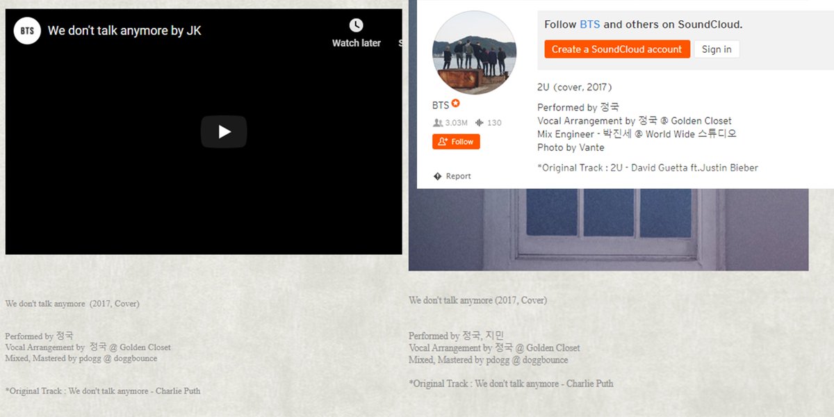 Most of the subsequent covers by Jungkook credit the Golden Closet for the Vocal Arrangements. Credited “Vocal Arrangement by 정국 @ Golden Closet”