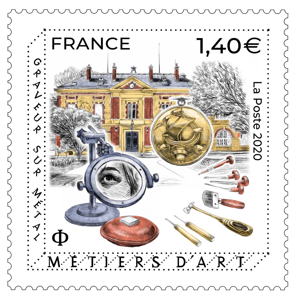 toutsurletimbre's tweet photo. [SALON PHILATÉLIQUE] Aujourd'hui, le métier de #graveur sur métal à l'honneur avec le Premier Jour du #timbre de la série Métier d'art qui lui est dédié. Un timbre en #tailledouce, il va de soi! 
#savoirfaire #madeinFrance  #MetierdArt #INMA @metiersdart https://t.co/VrqpMvR1ME