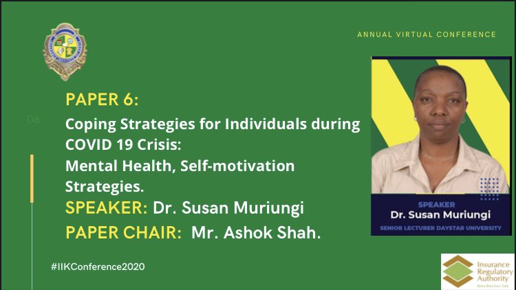 iik_kenya's tweet photo. Coping Strategies for Individuals during COVID-19 Crisis: Mental Health, Self Motivation Strategies #IIKConference2020 https://t.co/I3ui1SkGmA