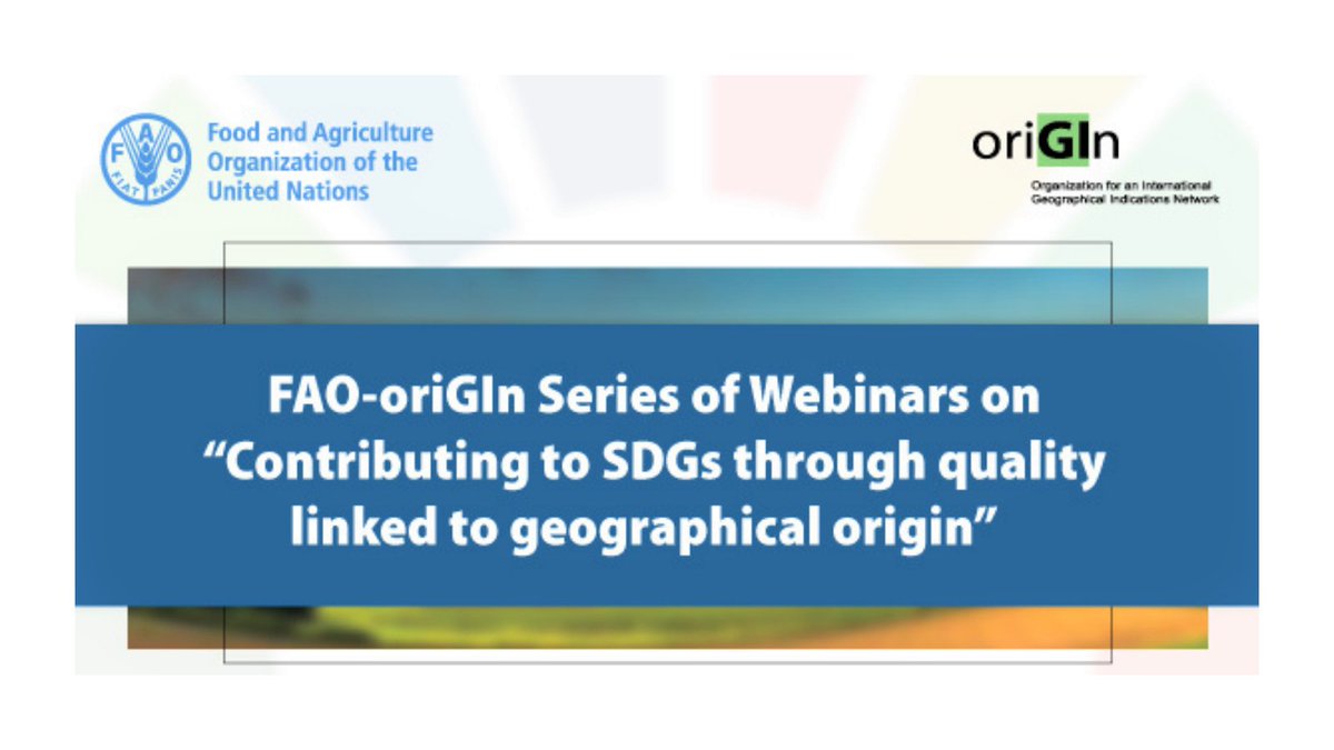oriGInNetwork's tweet photo. Join us on 11 November for a #webinar of the @FAO / oriGIn series on #GeographicalIndications strategies &amp; #Sustainability in developing countries, in partnership with @ige_ipi and speakers from @FedeCafeteros @EU_IPO @OAPI_TWIT. More info &amp; registration: https://t.co/ly4Wxzh0Ty https://t.co/zAkuPzMCIe