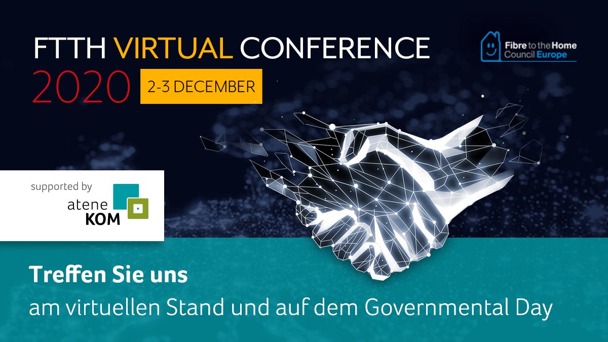 aconiumGmbH's tweet photo. #FTTHConference #virtual 2020 vom 2.-3. Dez. - als #Premiumpartner der virtuellen Messe organisieren wir u.a. den 6. #GovernmentalDay-Workshop &amp; das Podium #GermanyGoesGigabit. Außerdem: Unser Messestand in der Partner Exhibition Hall. 
ℹ️: https://t.co/bamdTWLwea
@FTTHCouncilEU https://t.co/K8sLrY9e8o