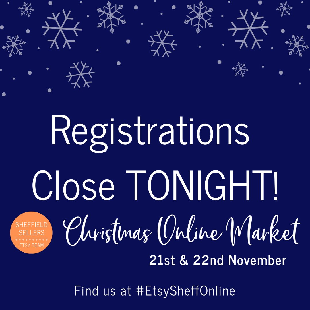 Registrations for our Christmas Online Market close AT MIDNIGHT TONIGHT! 🗓️
Team members, if you haven't registered yet, please do get a wriggle on! 👌
For all the info you need, check out our blog! 🧡 #etsysheff #sheffieldissuper bit.ly/3kOSPZV