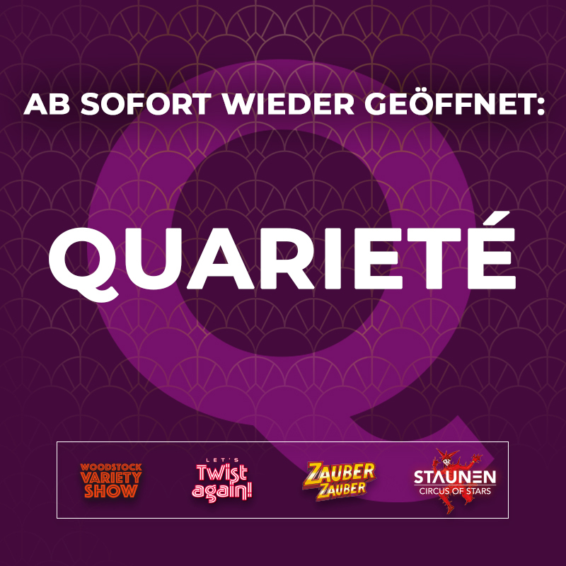 Es ist wieder geöffnet! Leider mussten wir die Türen unseres schönen Theaters vorerst wieder schließen, aber damit ihr nicht ganz auf Varieté verzichten müsst, haben wir unser QUARIETÉ wieder für euch eröffnet!
#quariete#lockdown#corona#theater #varieté #WintergartenBerlin